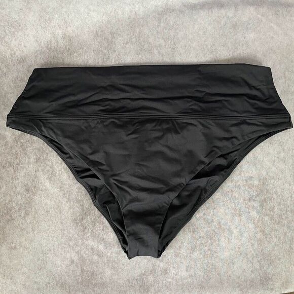 prAna Bikini Bottom Women Size XL Black High Rise High Leg Scrunch Butt Swimwear - Picture 1 of 14